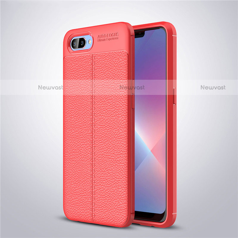 Soft Silicone Gel Leather Snap On Case Cover for Oppo A5 Red