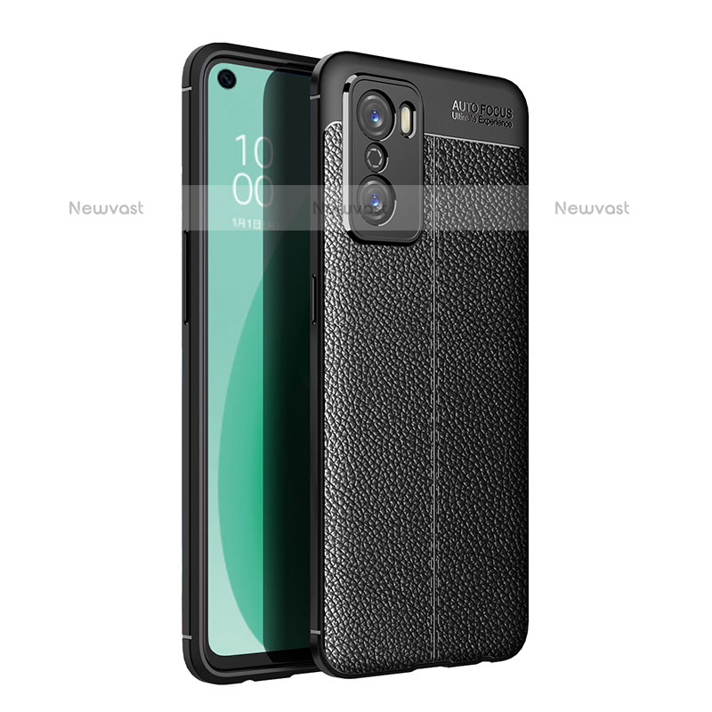 Soft Silicone Gel Leather Snap On Case Cover for Oppo A55S 5G Black