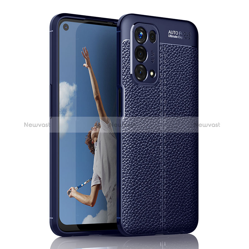 Soft Silicone Gel Leather Snap On Case Cover for Oppo A74 5G Blue