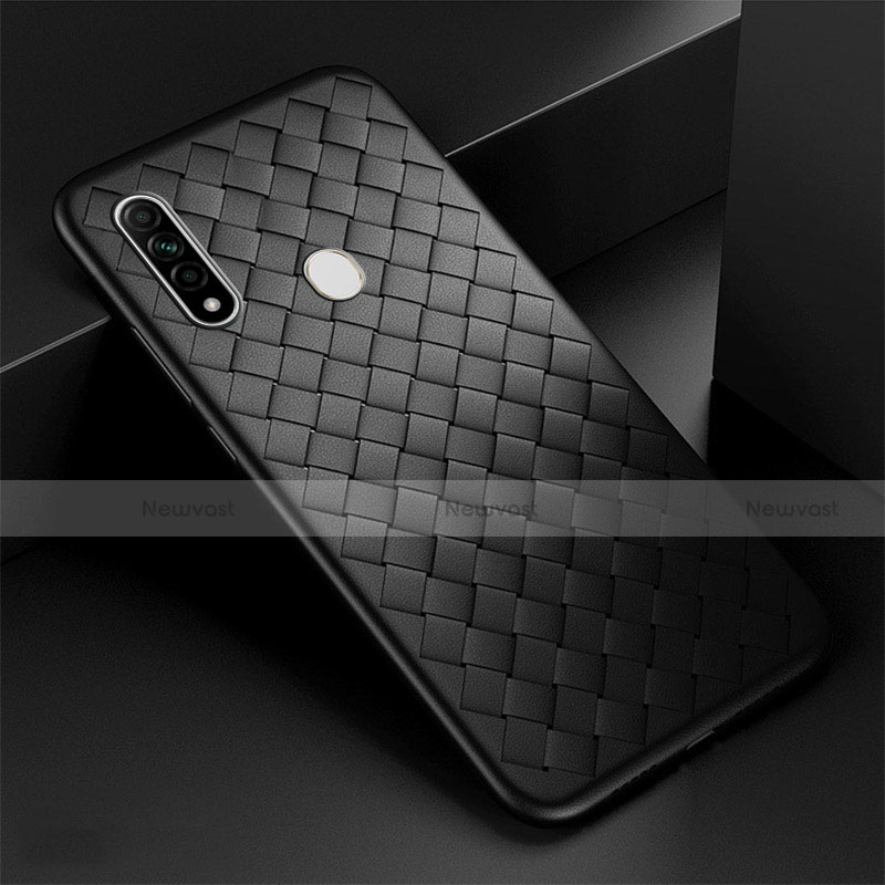 Soft Silicone Gel Leather Snap On Case Cover for Oppo A8 Black