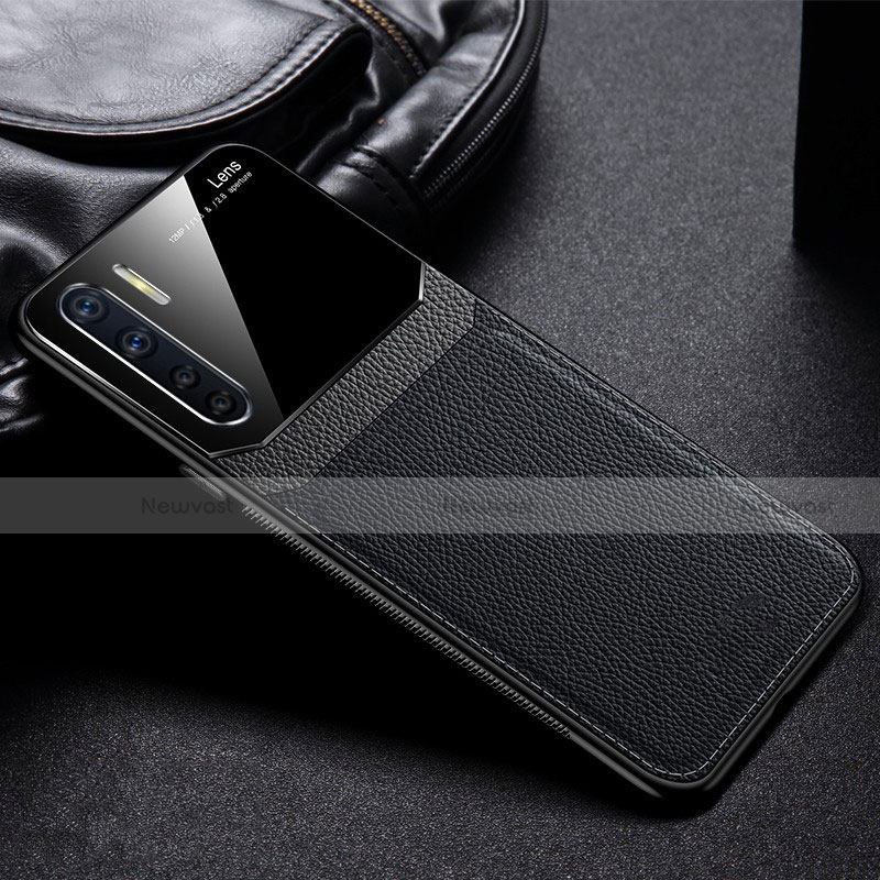 Soft Silicone Gel Leather Snap On Case Cover for Oppo A91 Black