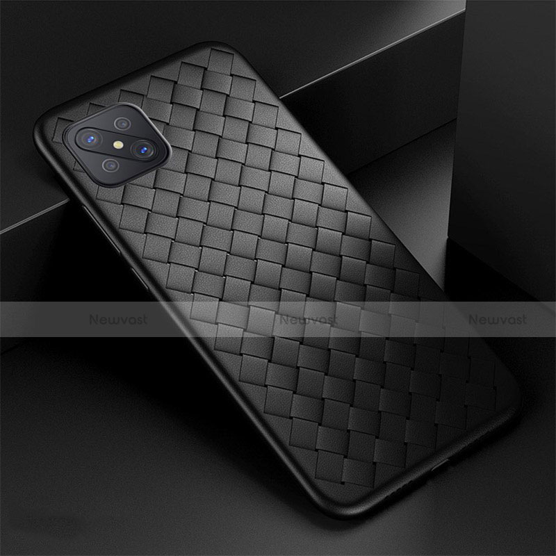 Soft Silicone Gel Leather Snap On Case Cover for Oppo A92s 5G Black