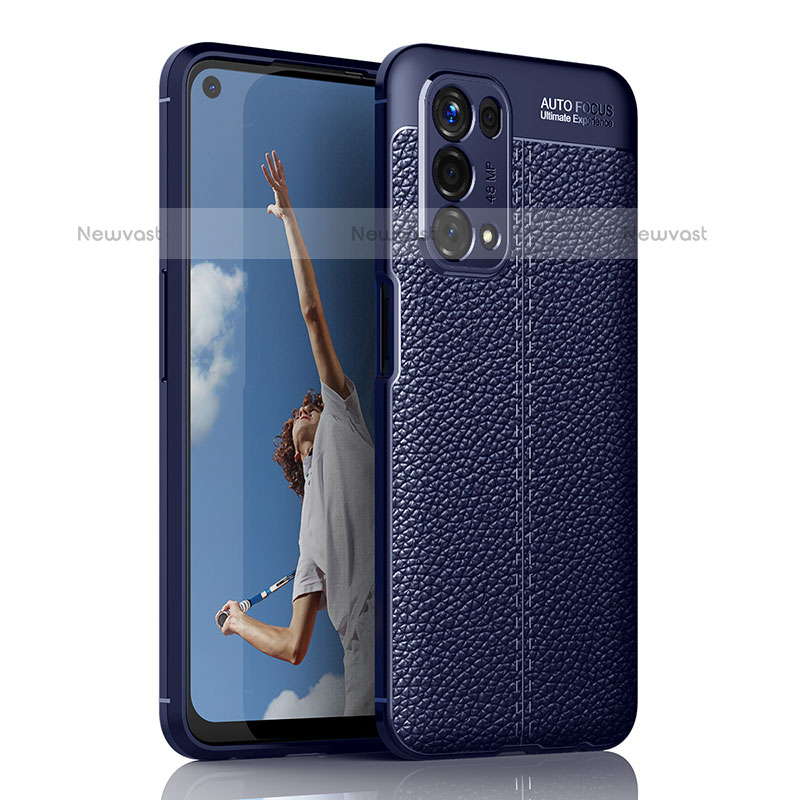 Soft Silicone Gel Leather Snap On Case Cover for Oppo A93 5G Blue