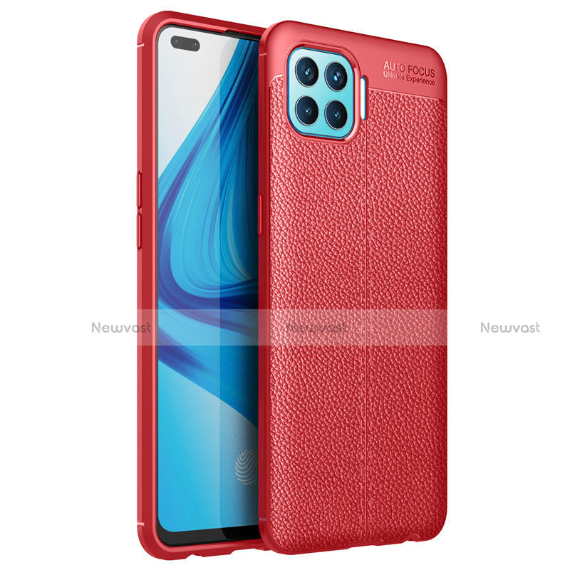 Soft Silicone Gel Leather Snap On Case Cover for Oppo A93 Red