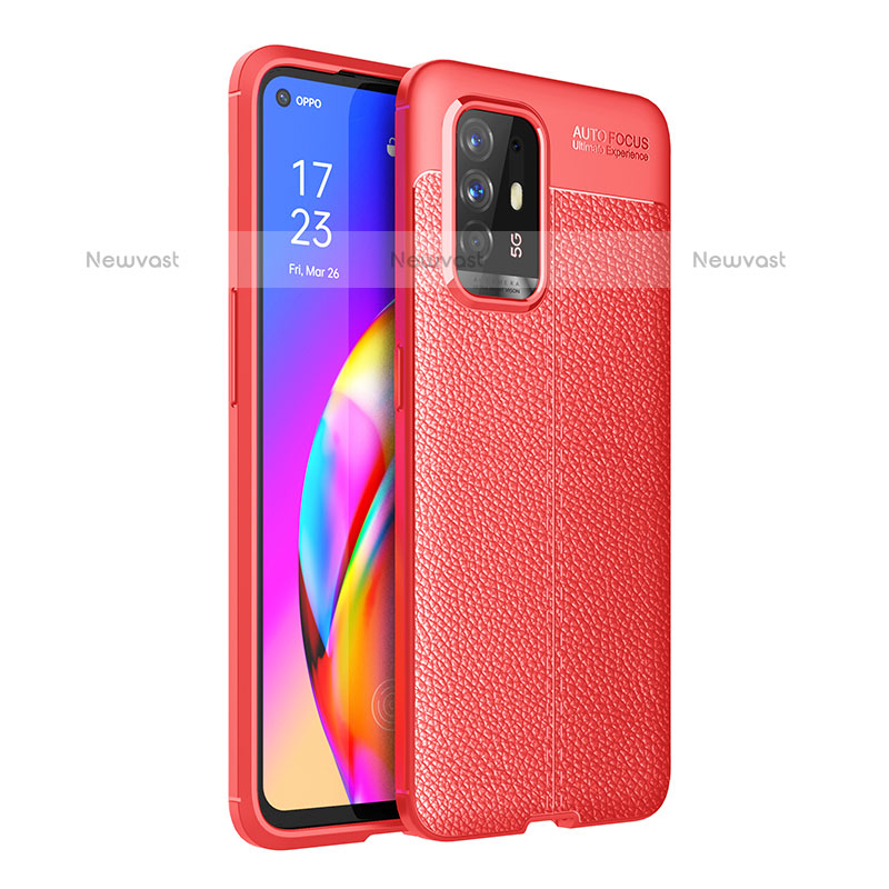 Soft Silicone Gel Leather Snap On Case Cover for Oppo A94 5G Red