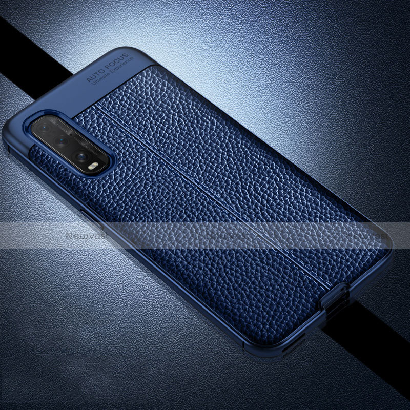 Soft Silicone Gel Leather Snap On Case Cover for Oppo Find X2 Blue