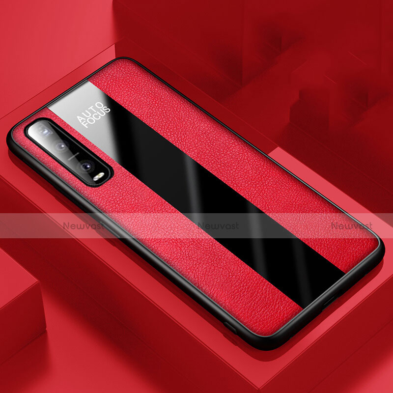 Soft Silicone Gel Leather Snap On Case Cover for Oppo Find X2 Pro Red