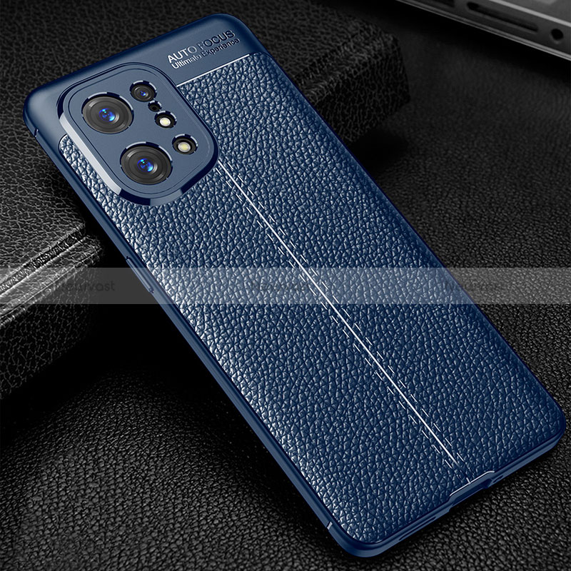 Soft Silicone Gel Leather Snap On Case Cover for Oppo Find X5 5G Blue