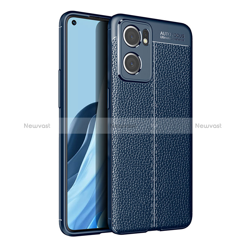 Soft Silicone Gel Leather Snap On Case Cover for Oppo Find X5 Lite 5G Blue