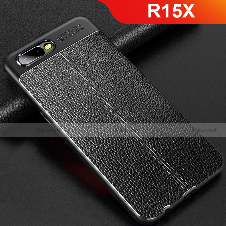 Soft Silicone Gel Leather Snap On Case Cover for Oppo R15X Black