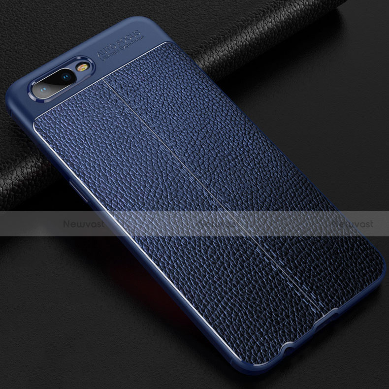 Soft Silicone Gel Leather Snap On Case Cover for Oppo RX17 Neo Blue