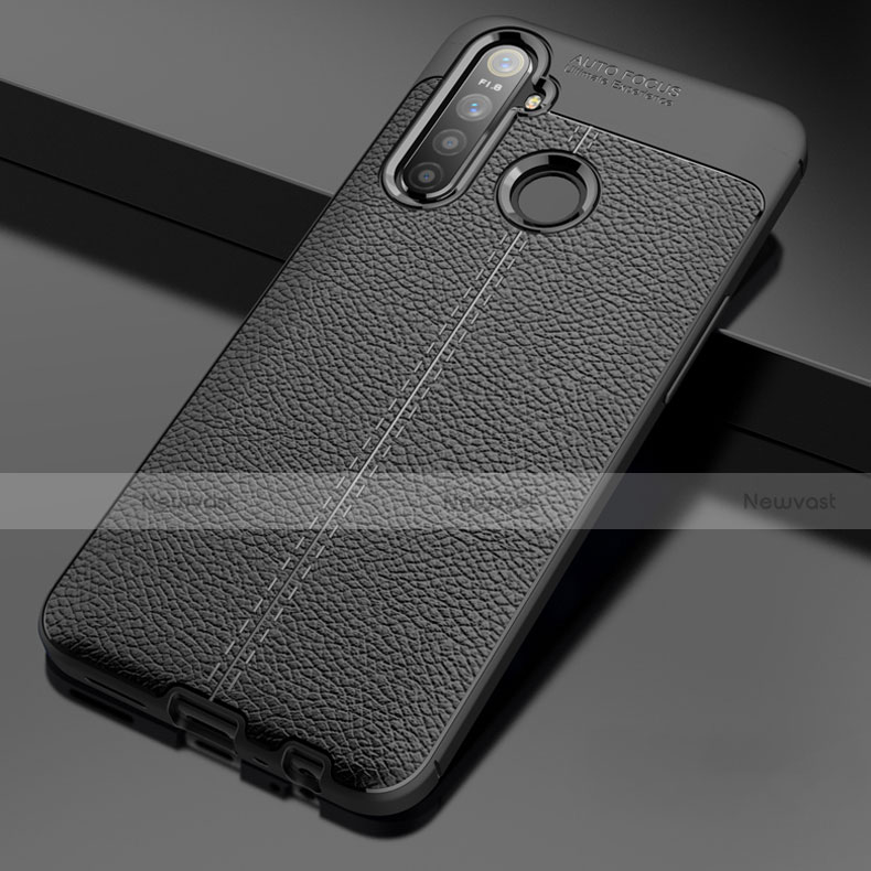 Soft Silicone Gel Leather Snap On Case Cover for Realme 5 Black