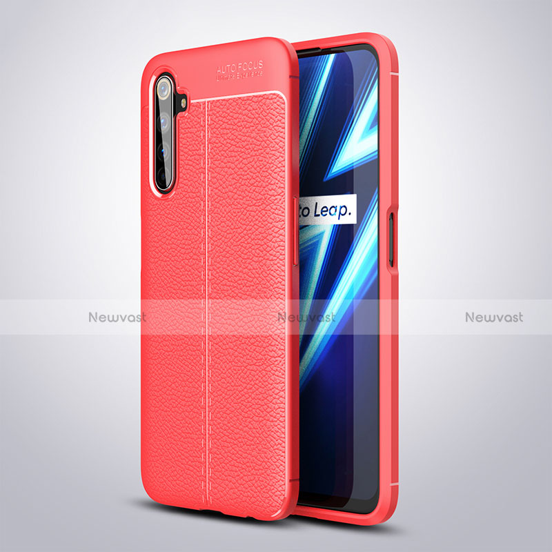 Soft Silicone Gel Leather Snap On Case Cover for Realme 6 Pro Red