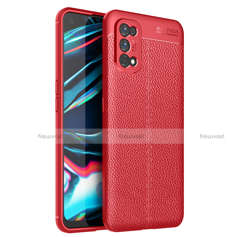 Soft Silicone Gel Leather Snap On Case Cover for Realme 7 Pro Red