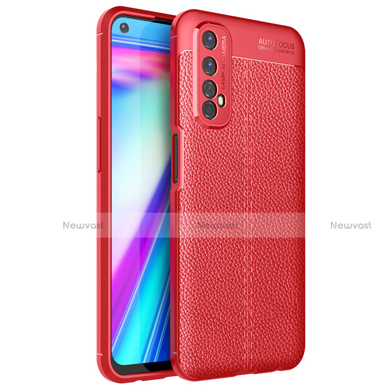 Soft Silicone Gel Leather Snap On Case Cover for Realme Narzo 30 4G Red