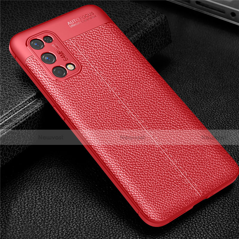 Soft Silicone Gel Leather Snap On Case Cover for Realme Q2 Pro 5G Red