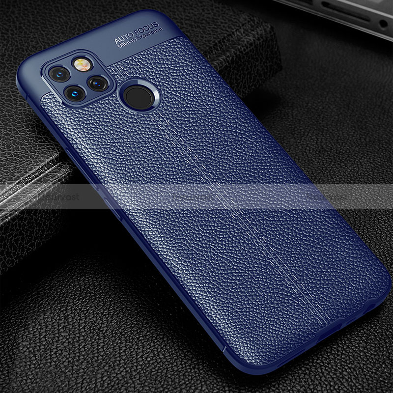 Soft Silicone Gel Leather Snap On Case Cover for Realme Q2i 5G Blue