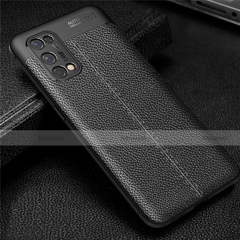 Soft Silicone Gel Leather Snap On Case Cover for Realme V15 5G Black