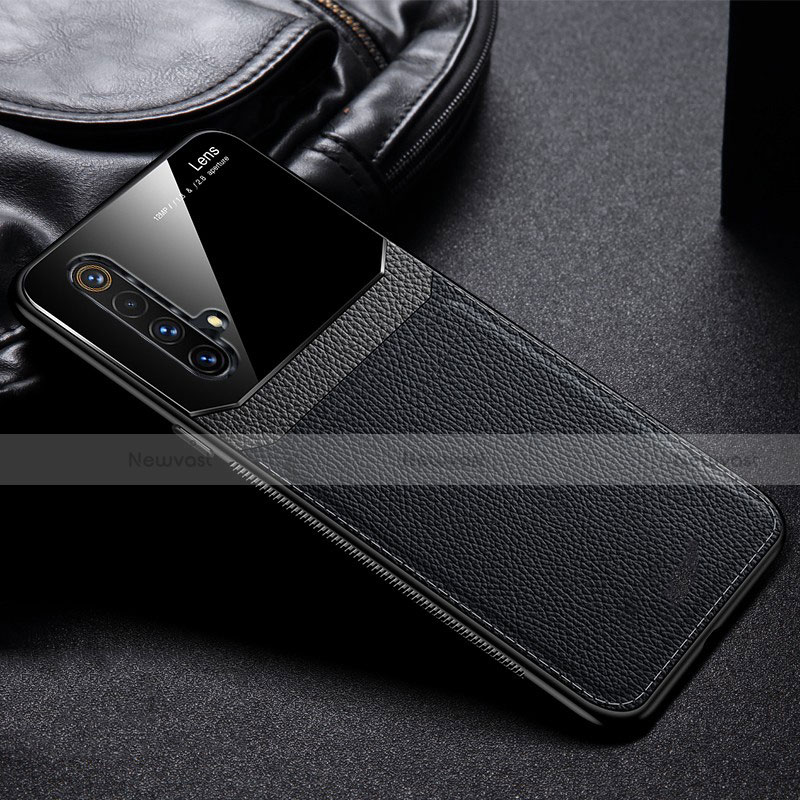 Soft Silicone Gel Leather Snap On Case Cover for Realme X50 5G Black