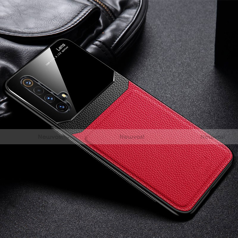 Soft Silicone Gel Leather Snap On Case Cover for Realme X50t 5G Red