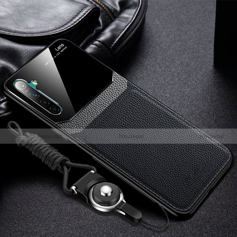 Soft Silicone Gel Leather Snap On Case Cover for Realme XT Black