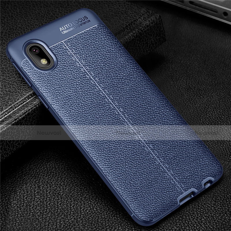 Soft Silicone Gel Leather Snap On Case Cover for Samsung Galaxy A01 Core Blue