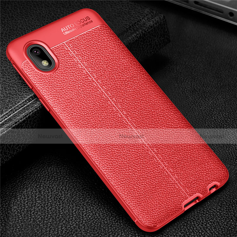 Soft Silicone Gel Leather Snap On Case Cover for Samsung Galaxy A01 Core Red