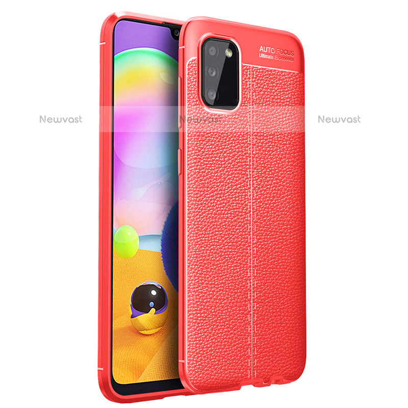 Soft Silicone Gel Leather Snap On Case Cover for Samsung Galaxy A02s Red