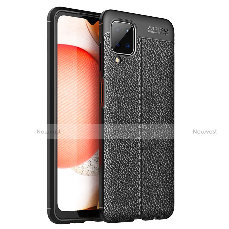 Soft Silicone Gel Leather Snap On Case Cover for Samsung Galaxy A12 Black