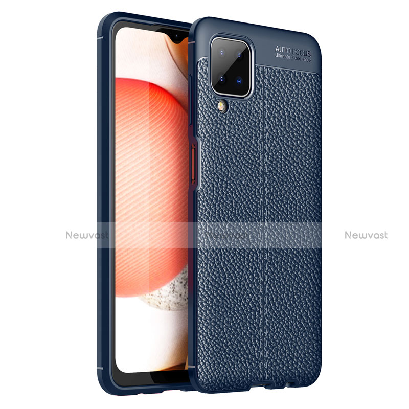 Soft Silicone Gel Leather Snap On Case Cover for Samsung Galaxy A12 Blue