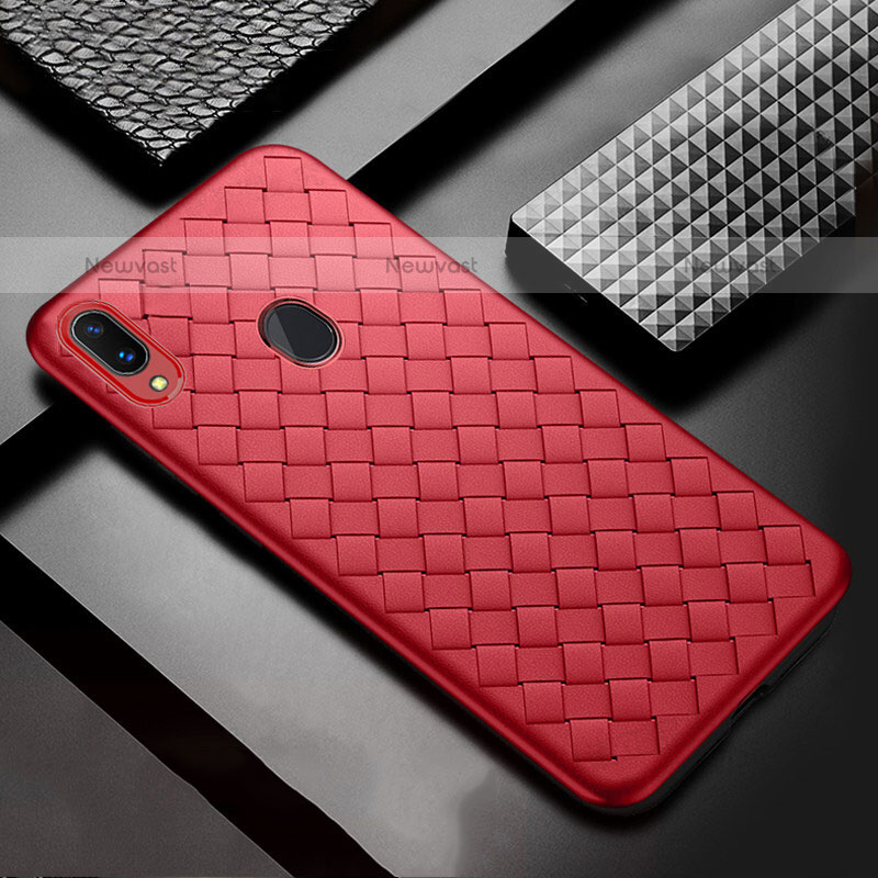 Soft Silicone Gel Leather Snap On Case Cover for Samsung Galaxy A20 Red