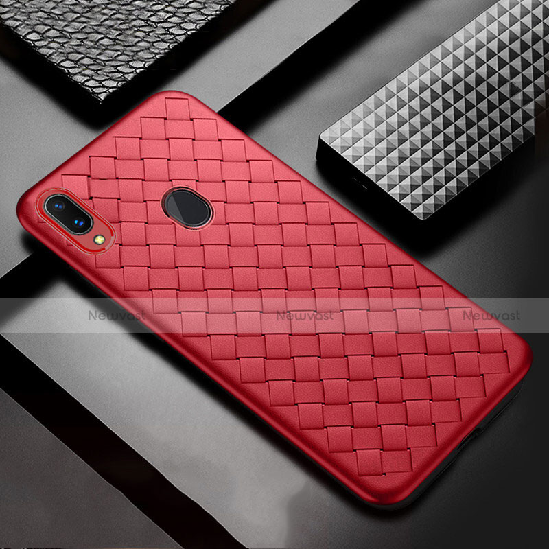 Soft Silicone Gel Leather Snap On Case Cover for Samsung Galaxy A30 Red