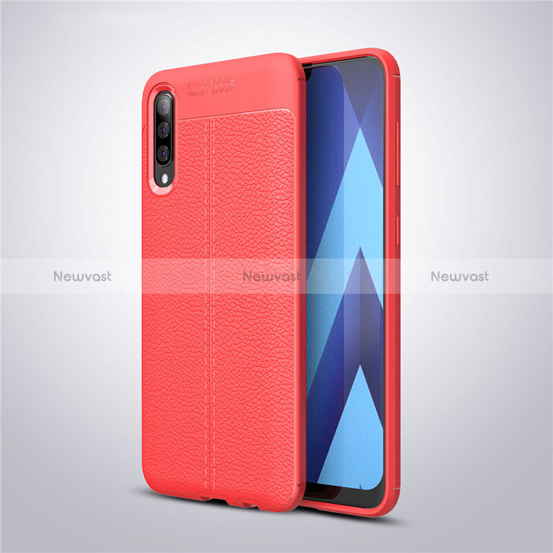 Soft Silicone Gel Leather Snap On Case Cover for Samsung Galaxy A50S Red