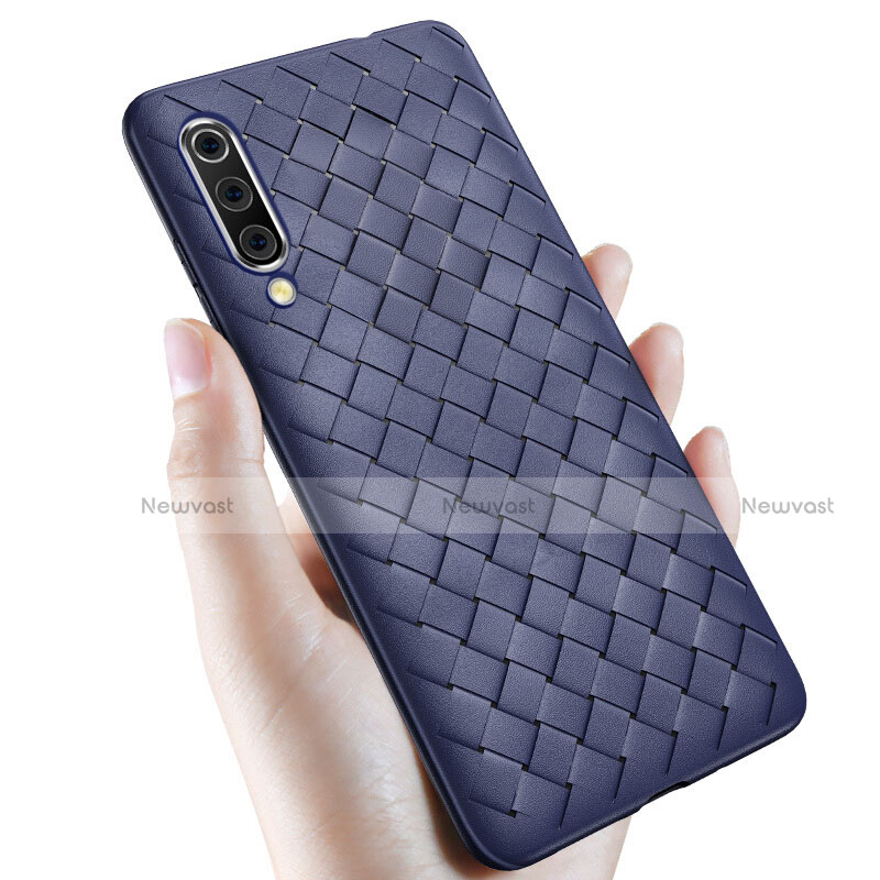 Soft Silicone Gel Leather Snap On Case Cover for Samsung Galaxy A70S Blue