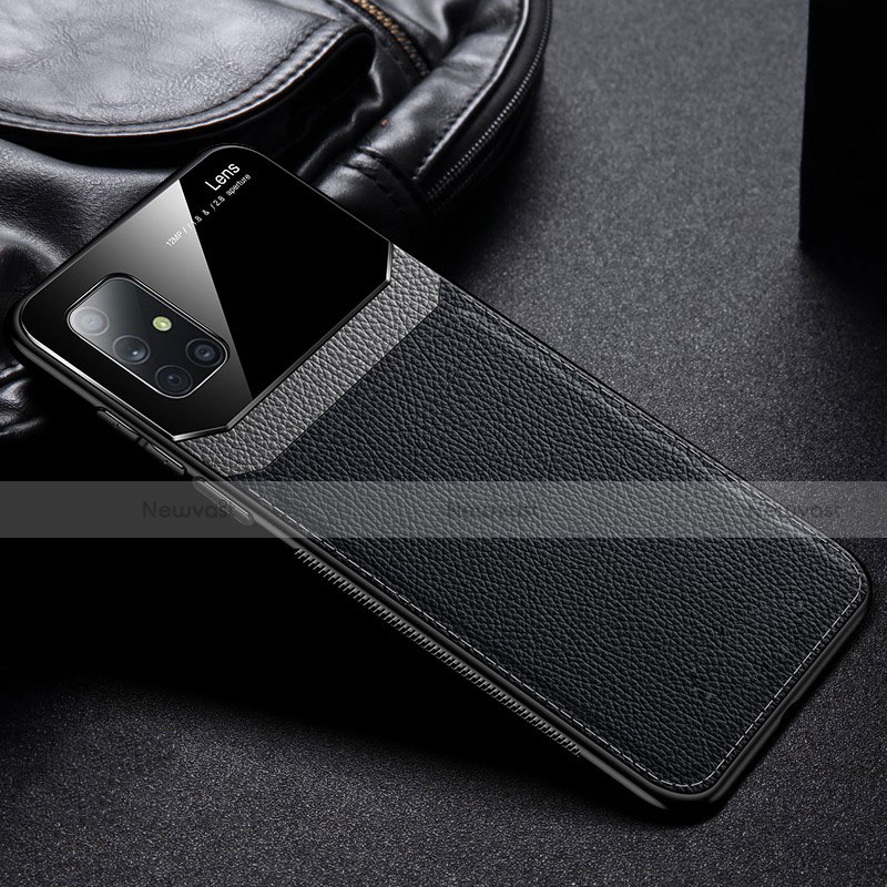 Soft Silicone Gel Leather Snap On Case Cover for Samsung Galaxy A71 5G Black