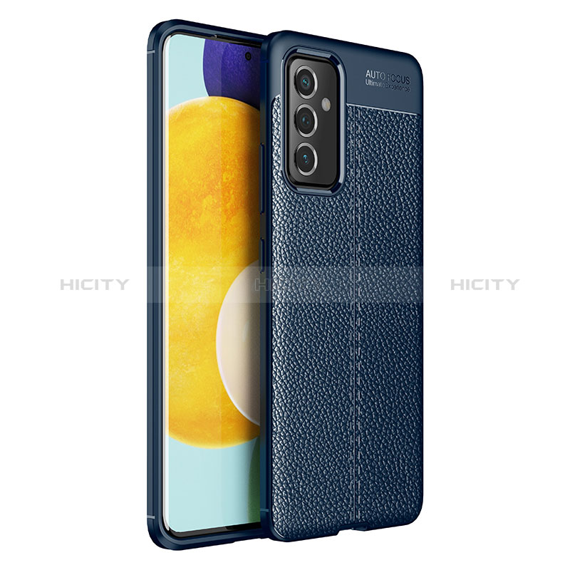 Soft Silicone Gel Leather Snap On Case Cover for Samsung Galaxy A82 5G Blue