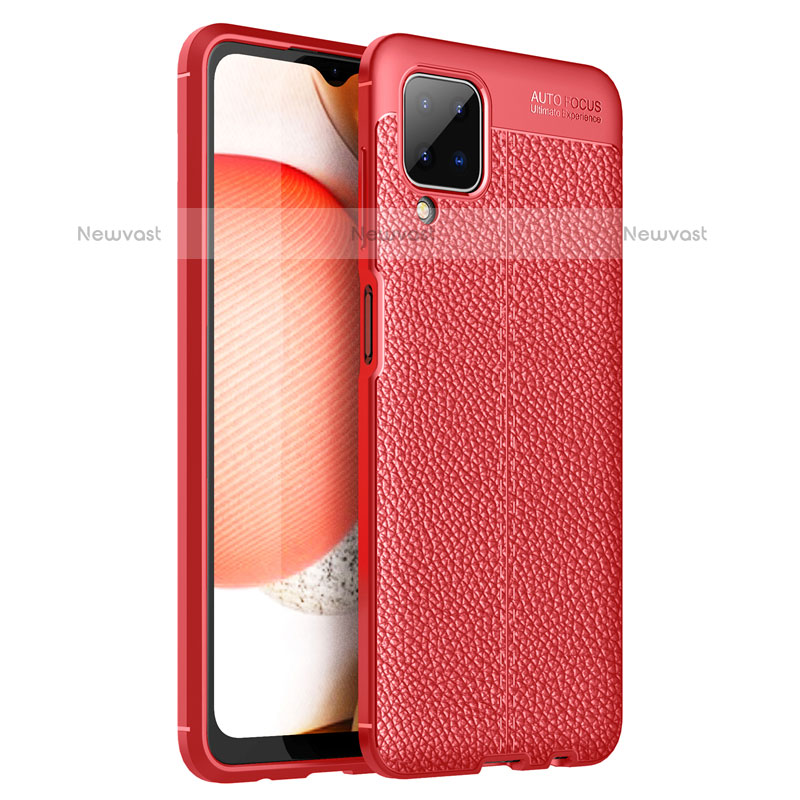 Soft Silicone Gel Leather Snap On Case Cover for Samsung Galaxy F12 Red