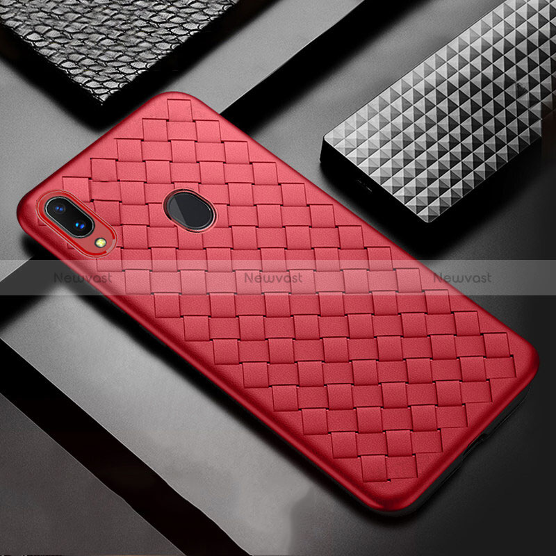 Soft Silicone Gel Leather Snap On Case Cover for Samsung Galaxy M10S Red