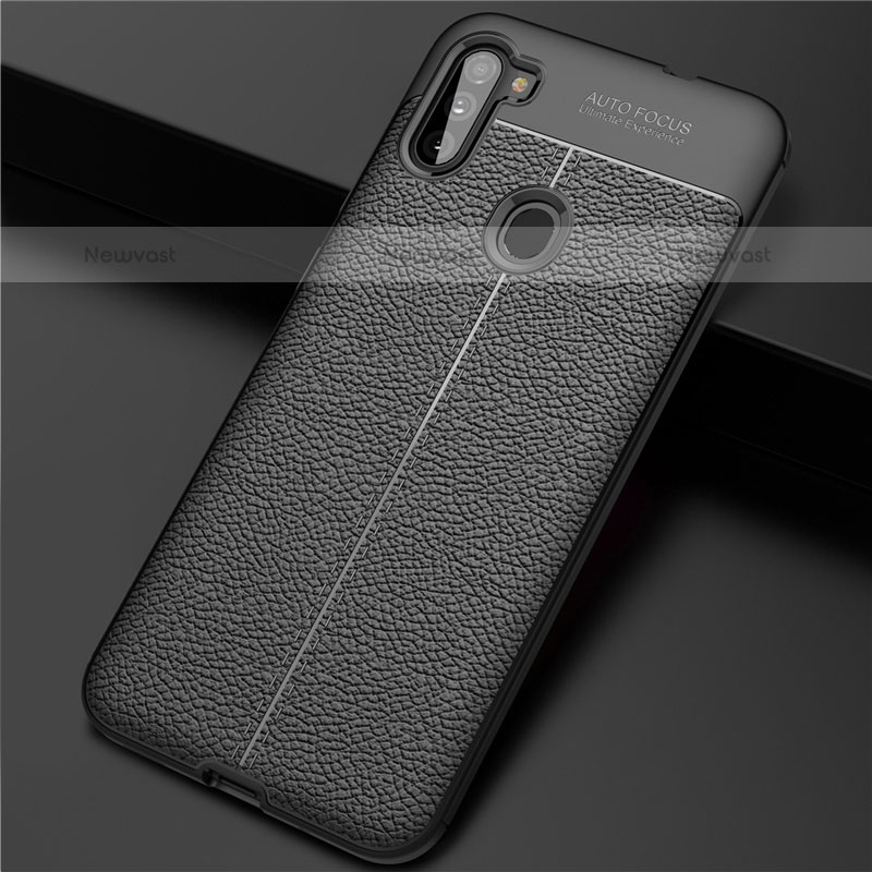 Soft Silicone Gel Leather Snap On Case Cover for Samsung Galaxy M11 Black