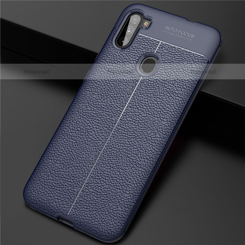 Soft Silicone Gel Leather Snap On Case Cover for Samsung Galaxy M11 Blue