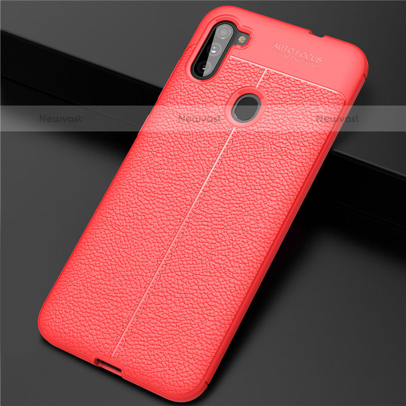 Soft Silicone Gel Leather Snap On Case Cover for Samsung Galaxy M11 Red