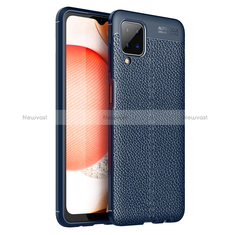 Soft Silicone Gel Leather Snap On Case Cover for Samsung Galaxy M12 Blue