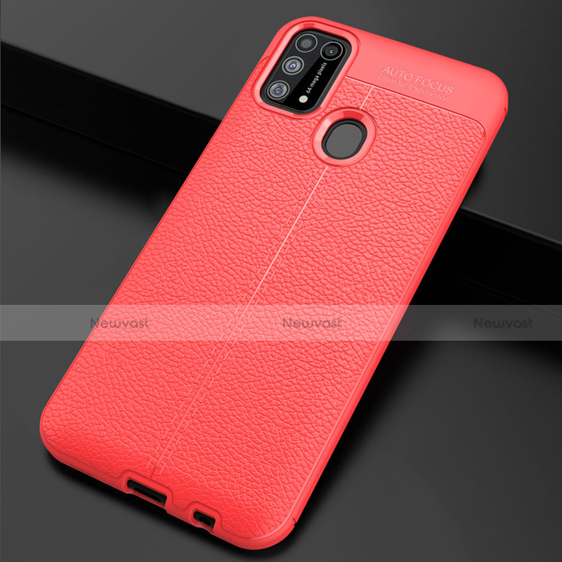 Soft Silicone Gel Leather Snap On Case Cover for Samsung Galaxy M21s Red