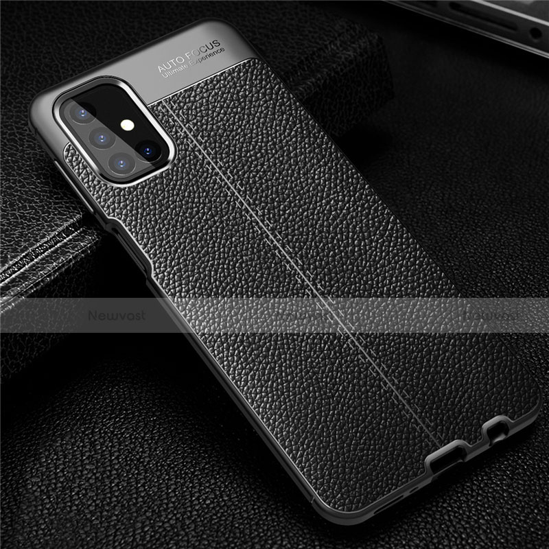 Soft Silicone Gel Leather Snap On Case Cover for Samsung Galaxy M31s Black