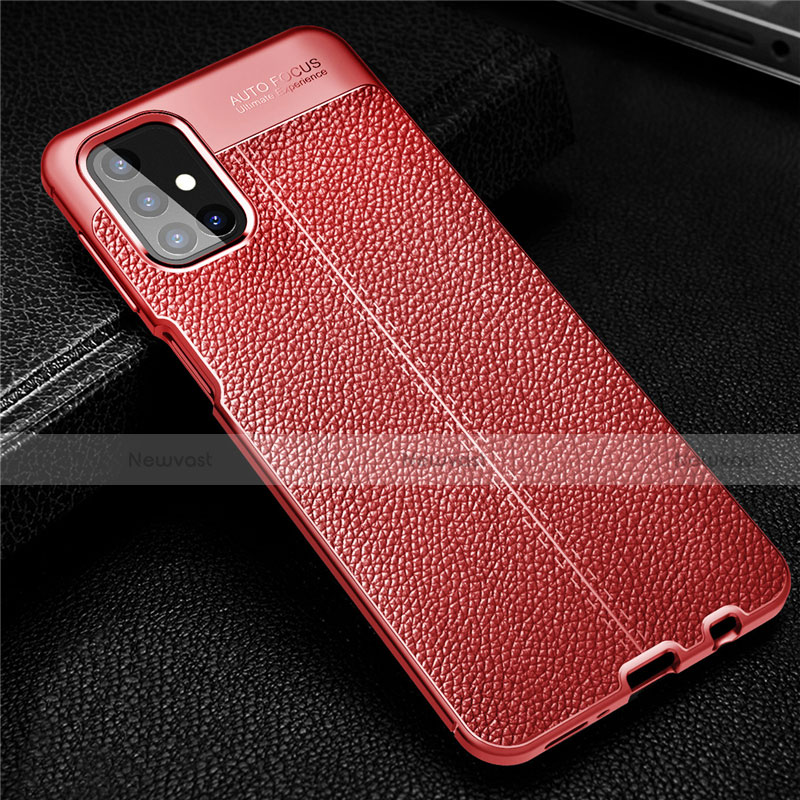 Soft Silicone Gel Leather Snap On Case Cover for Samsung Galaxy M31s Red