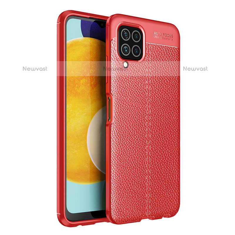 Soft Silicone Gel Leather Snap On Case Cover for Samsung Galaxy M32 4G Red