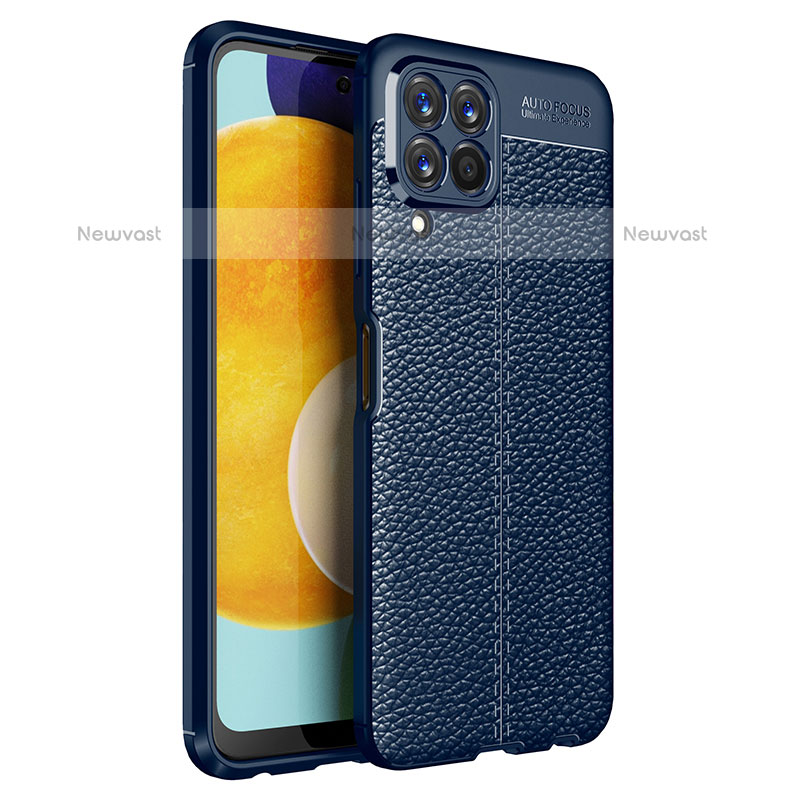 Soft Silicone Gel Leather Snap On Case Cover for Samsung Galaxy M33 5G Blue