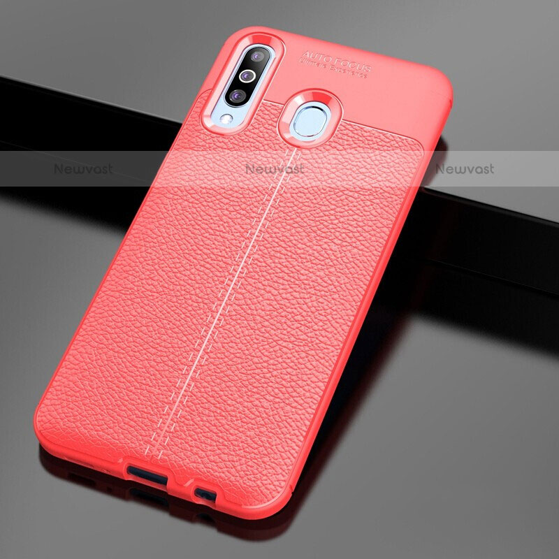 Soft Silicone Gel Leather Snap On Case Cover for Samsung Galaxy M40 Red