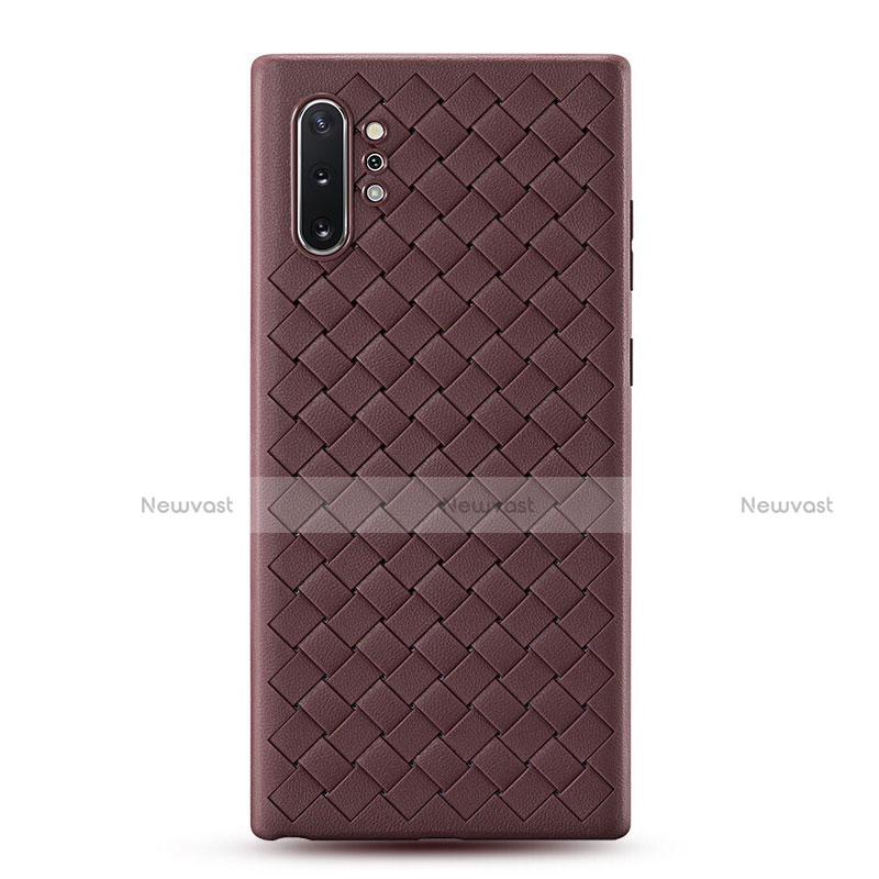 Soft Silicone Gel Leather Snap On Case Cover for Samsung Galaxy Note 10 Plus 5G Brown