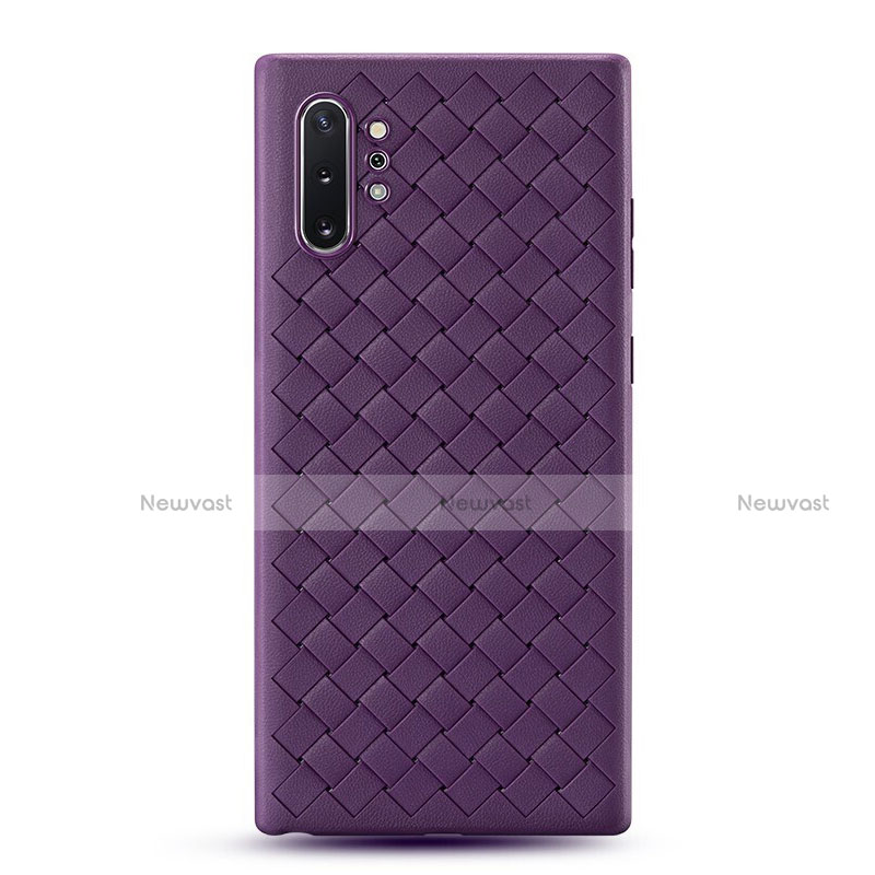 Soft Silicone Gel Leather Snap On Case Cover for Samsung Galaxy Note 10 Plus 5G Purple